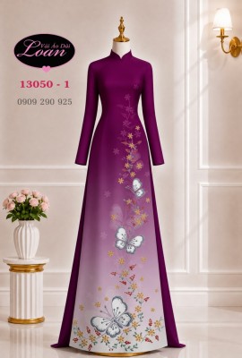 Vải áo dài hoa in 3D-13052