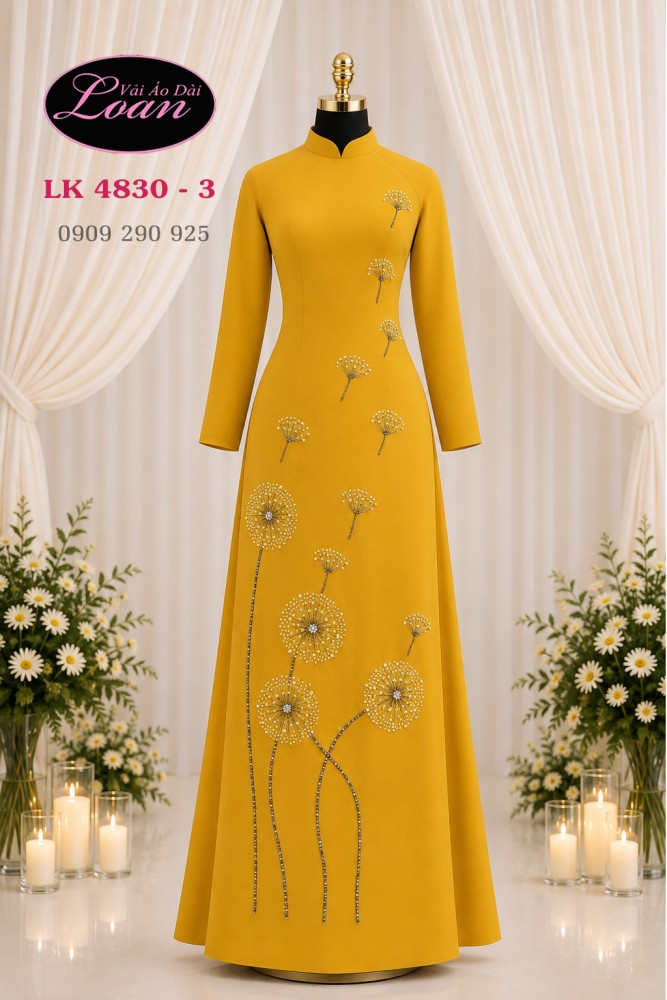 Vải áo dài kết hoa bồ công anh