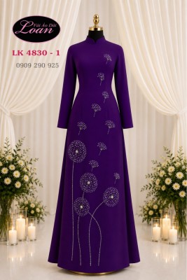 Vải áo dài kết hoa bồ công anh-ADK 13059