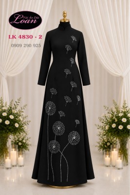 Vải áo dài kết hoa bồ công anh-ADK 13060