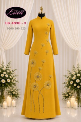 Vải áo dài kết hoa bồ công anh-