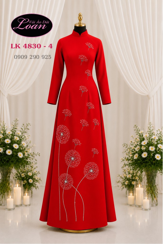 Vải áo dài kết hoa bồ công anh