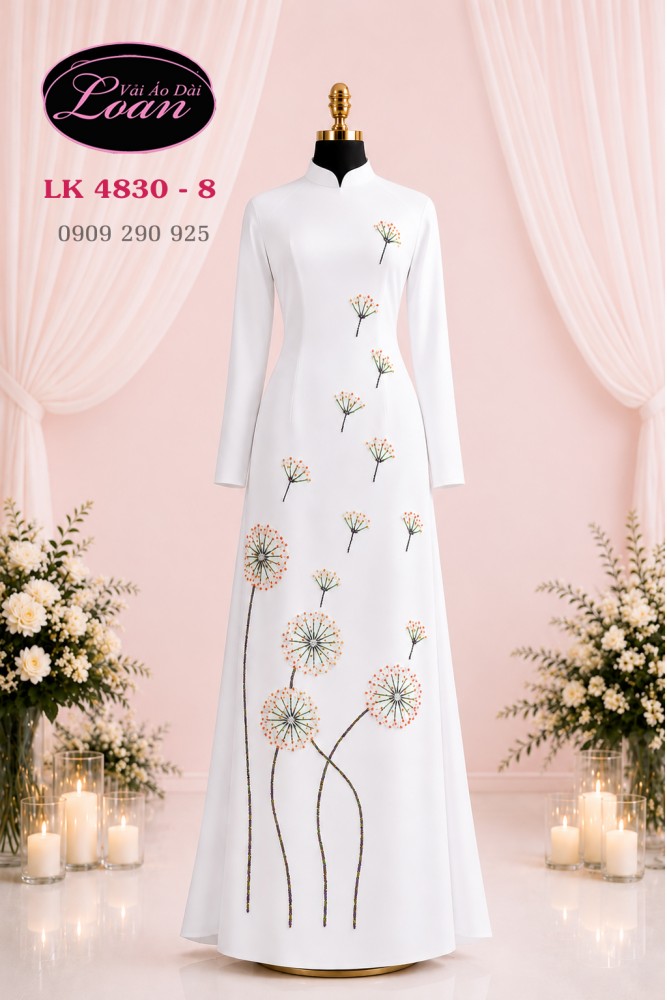 Vải áo dài kết hoa bồ công anh