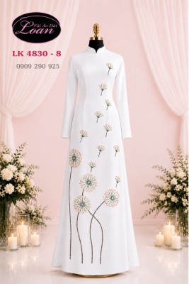 Vải áo dài kết hoa bồ công anh-