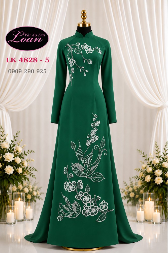 Vải áo dài kết chim và hoa
