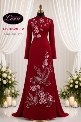 Vải áo dài kết chim và hoa-4828