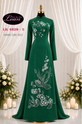 Vải áo dài kết chim và hoa-4828
