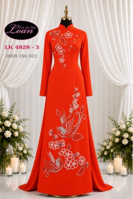 Vải áo dài kết chim và hoa-ADK 13073