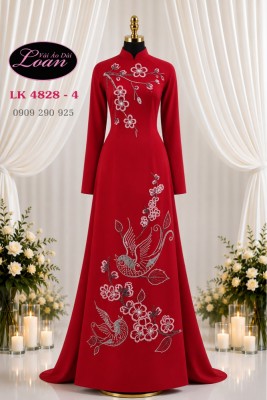 Vải áo dài kết chim và hoa-ADK 13074