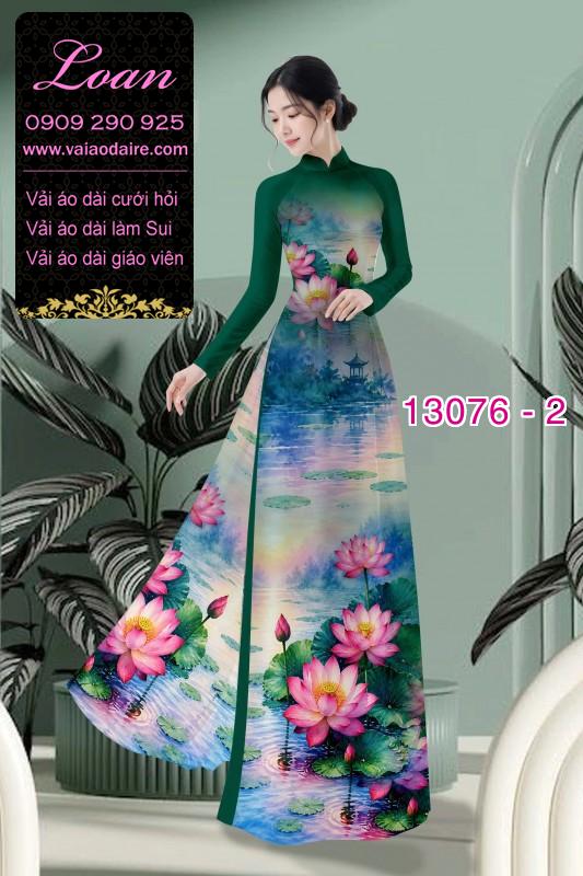 Vải áo dài hoa sen in 3D