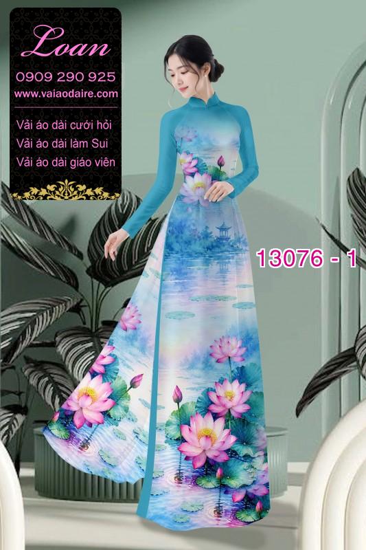 Vải áo dài hoa sen in 3D