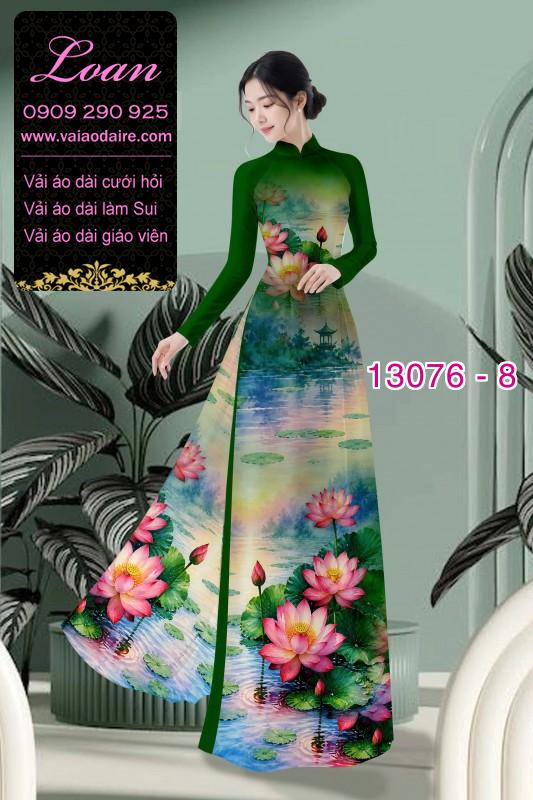 Vải áo dài hoa sen in 3D
