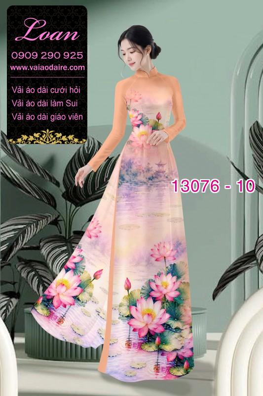 Vải áo dài hoa sen in 3D