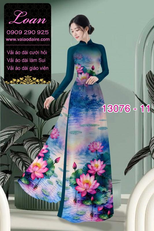 Vải áo dài hoa sen in 3D