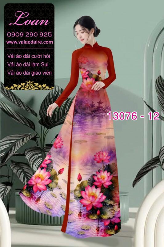 Vải áo dài hoa sen in 3D