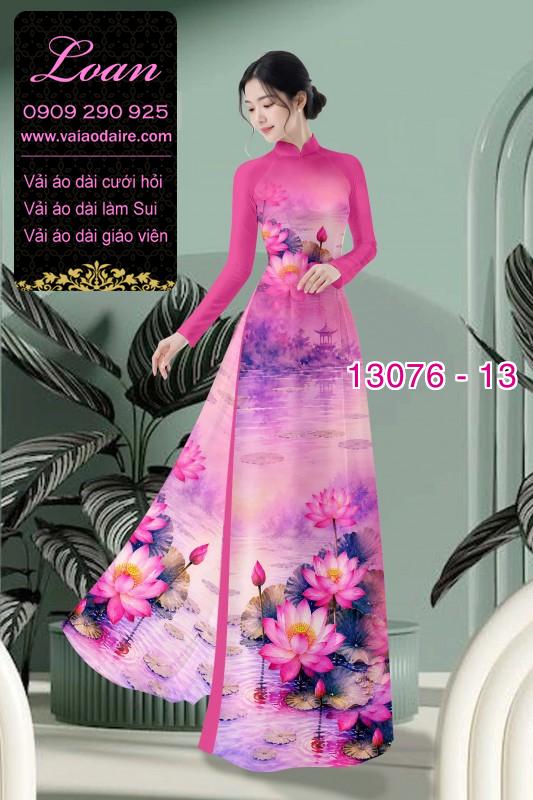 Vải áo dài hoa sen in 3D