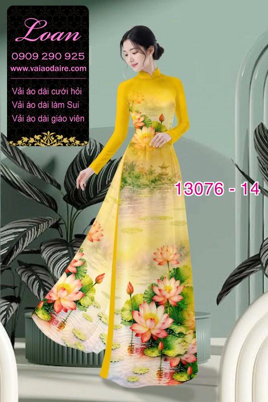 Vải áo dài hoa sen in 3D