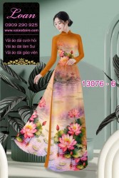 Vải áo dài hoa sen in 3D