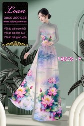 Vải áo dài hoa sen in 3D