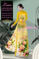 Vải áo dài hoa sen in 3D
