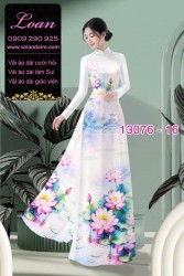 Vải áo dài hoa sen in 3D