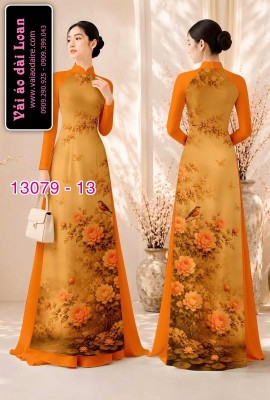 Vải áo dài hoa in 3D-13079