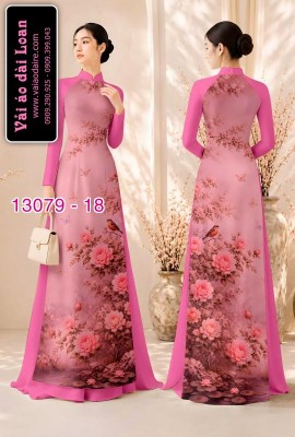 Vải áo dài hoa in 3D-13079