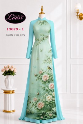 Vải áo dài hoa in 3D-13079