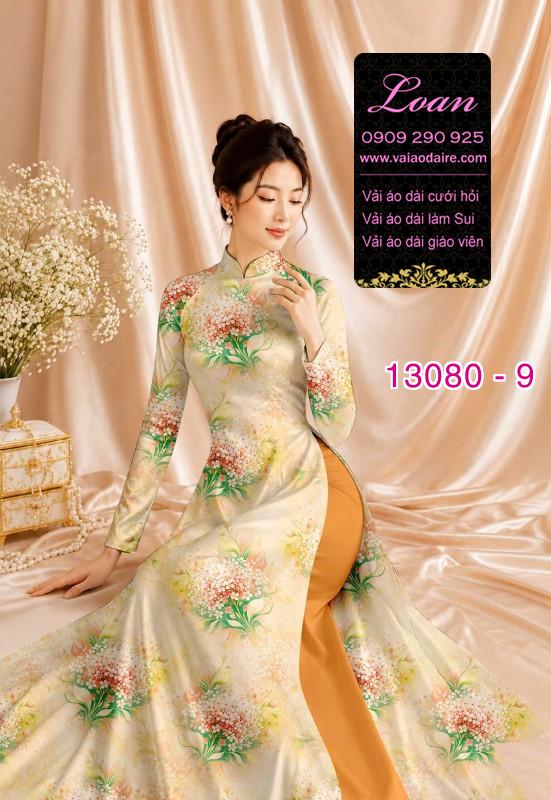 Vải áo dài hoa đều in 3D
