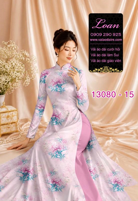 Vải áo dài hoa đều in 3D