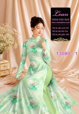 Vải áo dài hoa đều in 3D-13080