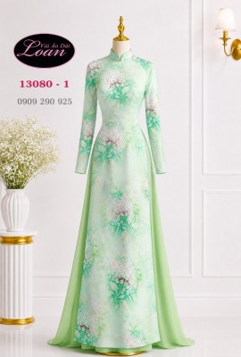 Vải áo dài hoa đều in 3D-13080