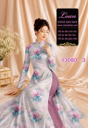Vải áo dài hoa đều in 3D