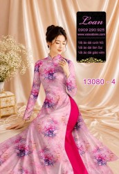 Vải áo dài hoa đều in 3D