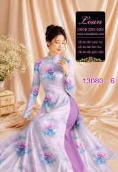 Vải áo dài hoa đều in 3D