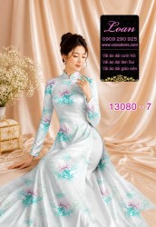 Vải áo dài hoa đều in 3D