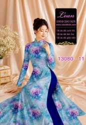 Vải áo dài hoa đều in 3D
