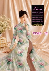 Vải áo dài hoa đều in 3D