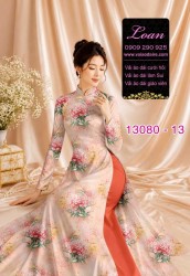 Vải áo dài hoa đều in 3D