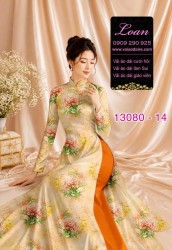 Vải áo dài hoa đều in 3D