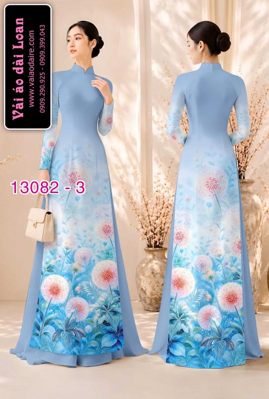 Vải áo dài hoa bồ công anh in 3D