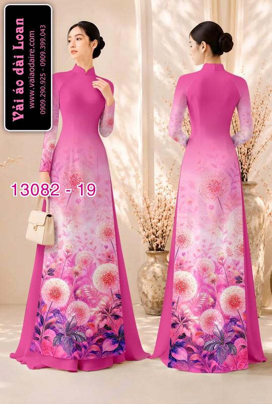 Vải áo dài hoa bồ công anh in 3D