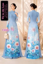 Vải áo dài hoa bồ công anh in 3D