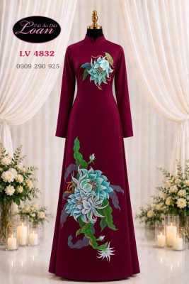 Vải áo dài vẽ hoa quỳnh-4832