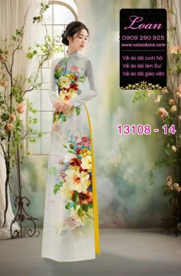 Vải áo dài hoa in 3D-13108