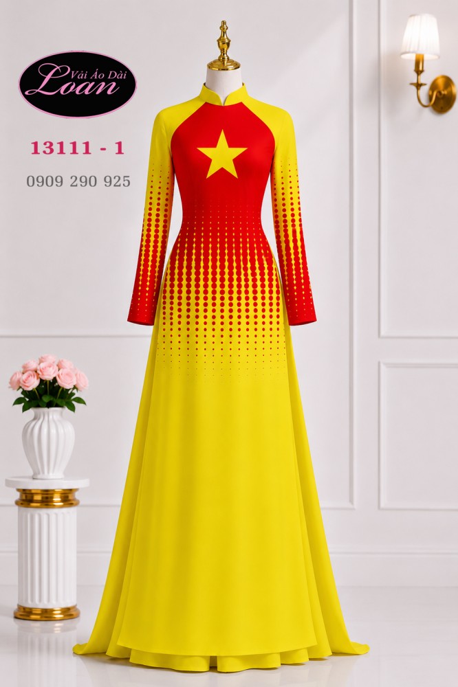 Vải áo dài hoa in 3D