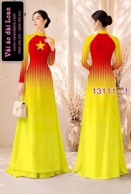 Vải áo dài hoa in 3D-13111