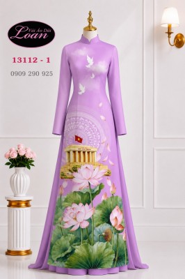 Vải áo dài in hình lăng Bác Hồ-DT 13112