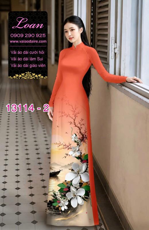 Vải áo dài phong cảnh in 3D