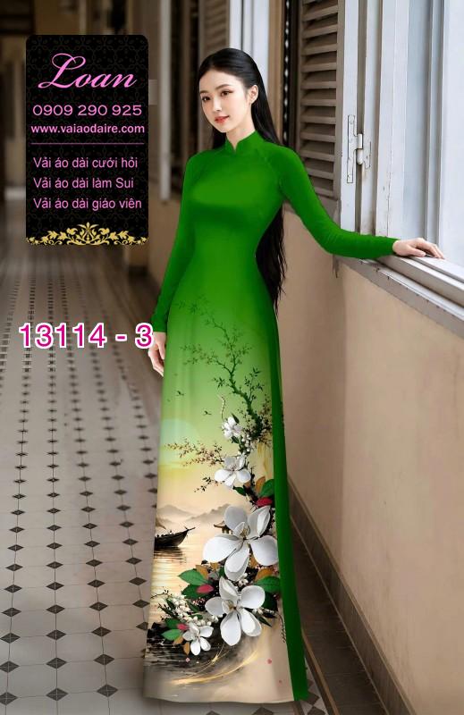 Vải áo dài phong cảnh in 3D